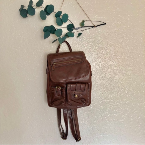 Vintage Handbags - Vintage leather backpack 